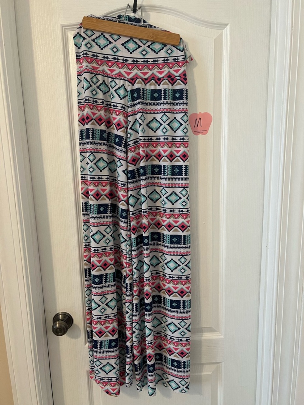 Boho Geometric Print Maxi Skirt - Pink, Teal & Navy